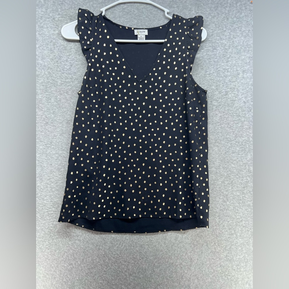 J. Crew Black Blouse with Gold Dots
